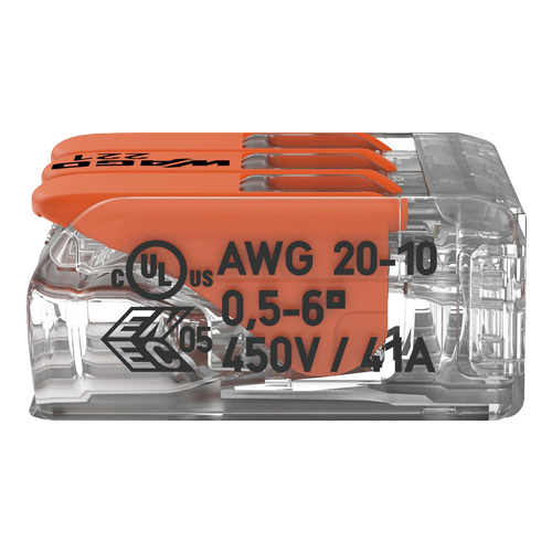 221-613 | WAGO | Conector derivatie 3 fire, max. 6 mm² (30 buc.) - WAGO 221-613 Conector derivatie 3 fire, max. 6 mm² (30 buc.) - WAGO 221-613