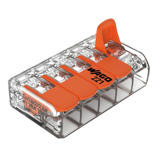 221-615 | WAGO | Conector derivatie 5 fire, max. 6 mm² (15 buc.) - WAGO 221-615 Conector derivatie 5 fire, max. 6 mm² (15 buc.) - WAGO 221-615