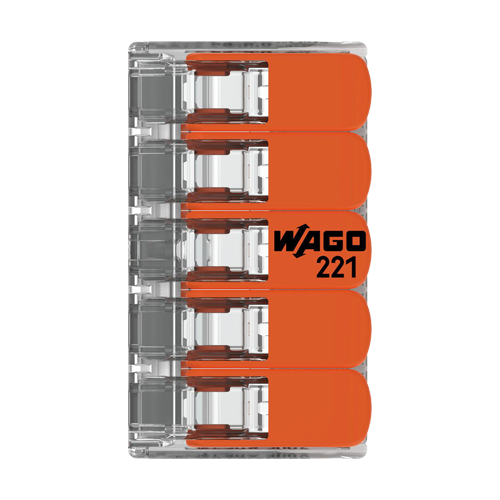 221-615 | WAGO | Conector derivatie 5 fire, max. 6 mm² (15 buc.) - WAGO 221-615 Conector derivatie 5 fire, max. 6 mm² (15 buc.) - WAGO 221-615