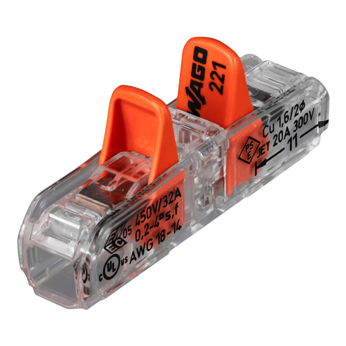 221-2411 | WAGO | Conector derivatie in linie, 2 fire, max. 4 mm² (60 buc.) - WAGO 221-2411 Conector derivatie in linie, 2 fire, max. 4 mm² (60 buc.) - WAGO 221-2411