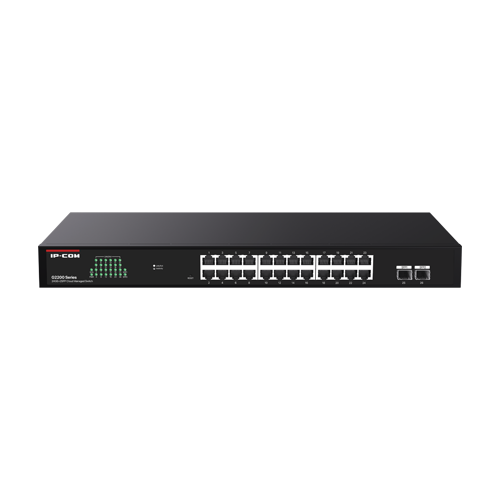 G2226F | IP-COM | Switch 24 porturi RJ45 Gigabit, 2 porturi SFP Gigabit, Cloud Management - IP-COM G2226F Switch 24 porturi RJ45 Gigabit, 2 porturi SFP Gigabit, Cloud Management - IP-COM G2226F