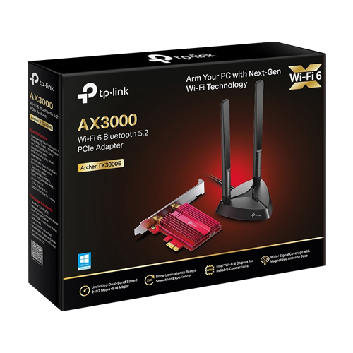 ArcherTX3000E | TP-LINK | Adaptor PCI-E Bluetooth 5.2, Wi-Fi 6, AX3000 Dual-Band, 2 x Antene High-Gain - TP-Link ArcherTX3000E Adaptor PCI-E Bluetooth 5.2, Wi-Fi 6, AX3000 Dual-Band, 2 x Antene High-Gain - TP-Link ArcherTX3000E