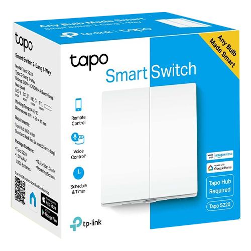 TapoS220 | TP-LINK | Intrerupator inteligent dublu TP-Link Tapo S220, Wi-Fi - TP-LINK TapoS220 Intrerupator inteligent dublu TP-Link Tapo S220, Wi-Fi - TP-LINK TapoS220