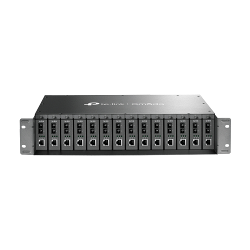 MC1400 | TP-LINK | Sasiu rackabil 19 inch pentru 14 media convertoare, 2U - TP-Link Omada MC1400 Sasiu rackabil 19 inch pentru 14 media convertoare, 2U - TP-Link Omada MC1400