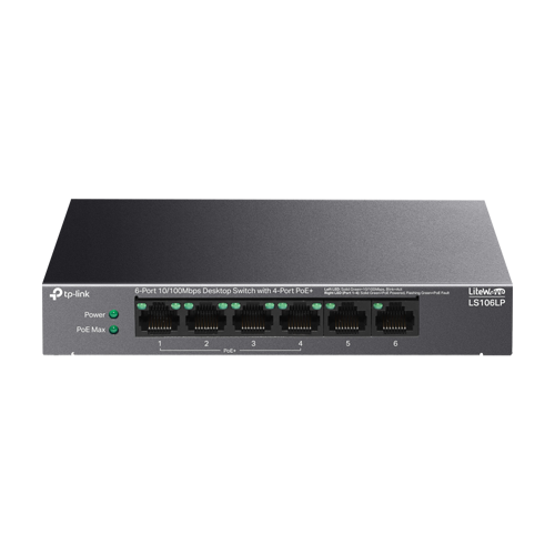LS106LP | TP-LINK | Switch LiteWave, 4 x RJ45 10/100 Mbps PoE, 2 x RJ45 10/100 Mbps, Buget PoE 41W, Unmanaged - TP-Link LS106LP Switch LiteWave, 4 x RJ45 10/100 Mbps PoE, 2 x RJ45 10/100 Mbps, Buget PoE 41W, Unmanaged - TP-Link LS106LP