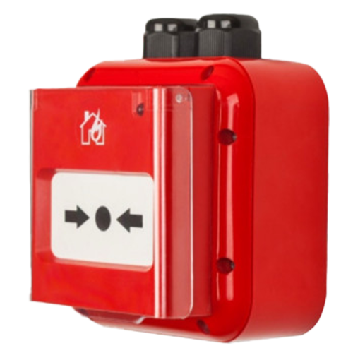 Buton de incendiu conventional de exterior, capac protectie, IP67, EN 54-11 - TELETEK SensoMAG-MCP50IP67