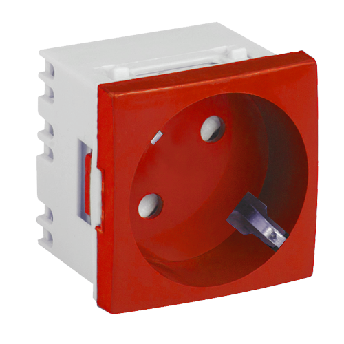 DLX-245-46 | DLX | Priza modulara schuko cu impamantare, rosu - DLX DLX-245-46 Priza modulara schuko cu impamantare, rosu - DLX DLX-245-46
