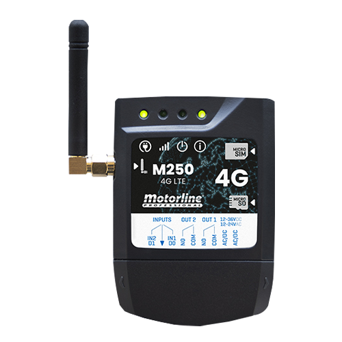 GSM-M250 | Motorline | Controller GSM 4G, Bluetooth, 2 relee, card SIM inclus MOTORLINE GSM-M250 Controller GSM 4G, Bluetooth, 2 relee, card SIM inclus MOTORLINE GSM-M250