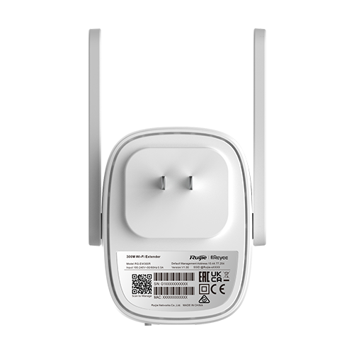 Wireless Extender Wi-Fi 4, 2.4 GHz, 1 x RJ45 10/100 Mbps, Cloud Management - Ruiie RG-EW300R – Ruijie Networks RG-EW300R