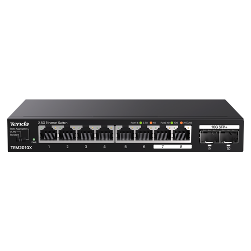 TENDA TND-TEM2010X – Switch 8 x RJ45 2.5G, 2 x SFP+ 10G - TENDA TND-TEM2010X Switch 8 x RJ45 2.5G, 2 x SFP+ 10G - TENDA TND-TEM2010X – TENDA TND-TEM2010X