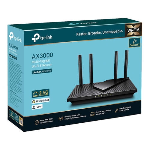 TP-LINK ArcherAX55Pro – Router Wireless TP-Link Archer AX55 Pro AX3000 Dual-Band Wi-Fi 6 OFMA Beamforming HomeShield ArcherAX55Pro Router Wireless TP-Link Archer AX55 Pro AX3000 Dual-Band Wi-Fi 6 OFMA Beamforming HomeShield ArcherAX55Pro – TP-LINK ArcherAX55Pro