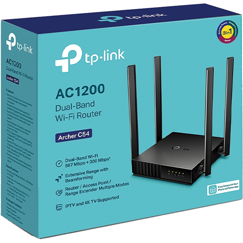 ArcherC54 | TP-LINK | Router wireless TP-Link Archer C54 AC1200, Dual band, 4 antene ArcherC54 Router wireless TP-Link Archer C54 AC1200, Dual band, 4 antene ArcherC54