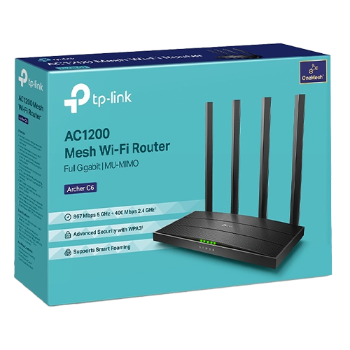 Router wireless TP-LINK Archer C6 Dual-Band WiFi 5 Gigabit cu Tehnologie OneMeshâ¢ ArcherC6