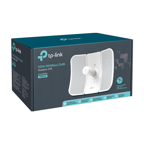 CPE610 | TP-LINK | Bridge wireless, Wi-Fi 4, 5GHz, 23 dBi, 30 km, 1 x RJ45 10/100 Mbps, PoE pasiv - TP-Link CPE610 Bridge wireless, Wi-Fi 4, 5GHz, 23 dBi, 30 km, 1 x RJ45 10/100 Mbps, PoE pasiv - TP-Link CPE610