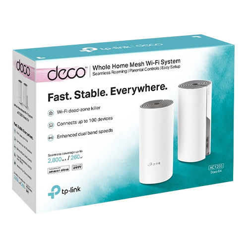 Sistem mesh Wi-Fi TP-LINK Deco E4 AC1200 (pachet de 2), Dual Band DecoE4(2-Pack) – TP-LINK DecoE4(2-Pack)