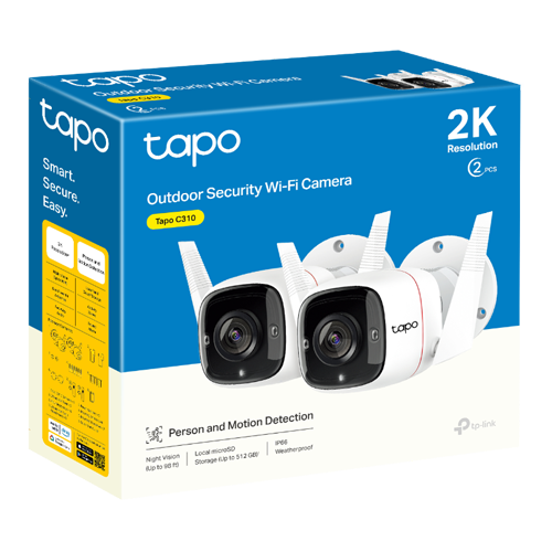 Pachet 2 Camere IP Wi-Fi, 2K, Audio bidirectional, IR 30M - TP-Link Tapo TapoC310P2 – TP-LINK TapoC310P2