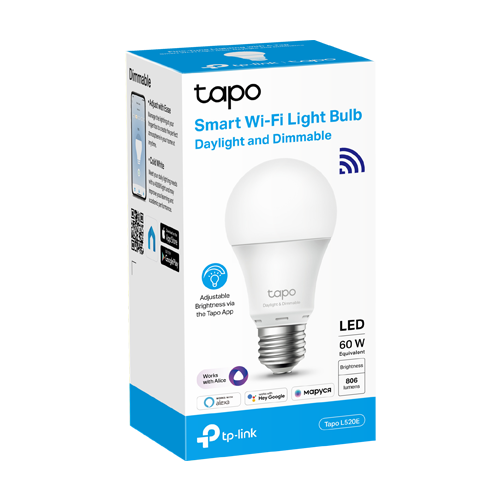 Bec smart Wi-Fi, lumina naturala 4000K ajustabila, 806 lm, E27 - TP-Link Tapo TapoL520E