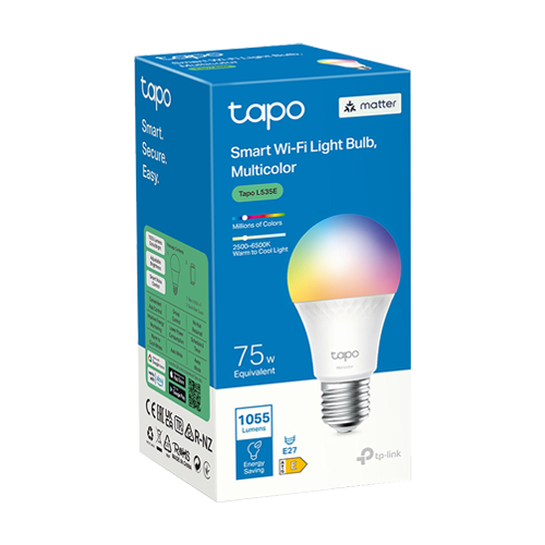 TapoL535E | TP-LINK | Bec smart Wi-Fi, RGB, intensitate ajustabila, 2500-6500K, 1055 lm, E27 - TP-Link Tapo TapoL535E Bec smart Wi-Fi, RGB, intensitate ajustabila, 2500-6500K, 1055 lm, E27 - TP-Link Tapo TapoL535E