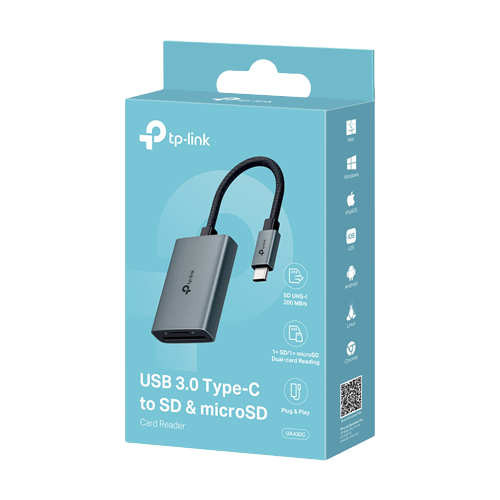 Cititor carduri UA430C, USB 3.0 Type-C la SD/microSD, UHS-I - TP-Link UA430C – TP-LINK UA430C
