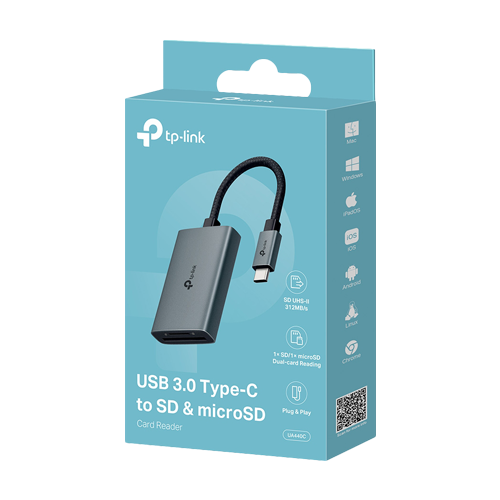 Cititor carduri UA440C, USB 3.0 Type-C la SD/microSD, UHS-II - TP-Link UA440C – TP-LINK UA440C