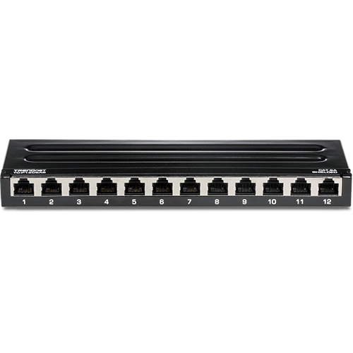 Patch Panel 12 porturi RJ45 UTP, Cat6a, Ecranat, 0.5U - TRENDnet TC-P12C6AS – TRENDnet TC-P12C6AS