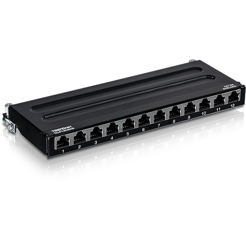 Patch Panel 12 porturi RJ45 UTP, Cat6a, Ecranat, 0.5U - TRENDnet TC-P12C6AS – TRENDnet TC-P12C6AS