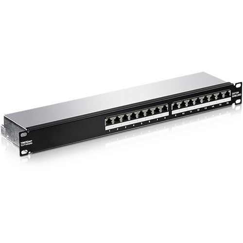 Patch Panel 16 porturi RJ45 UTP, Cat6a, Ecranat, 1U - TRENDnet TC-P16C6AS
