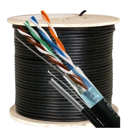 Cablu FTP autoportant, cat 5E, CUPRU 100%, 305m, negru TSY-FTP5E-MESS – TSY Cable TSY-FTP5E-MESS