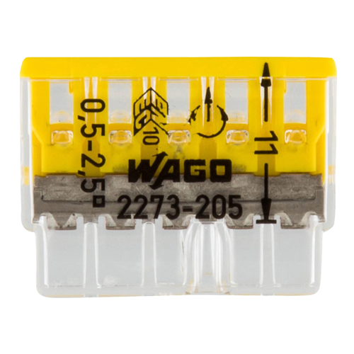 2273-205 | WAGO | Conector compact de imbinare, 5 fire, max. 2.5 mm² (100 buc.) - WAGO 2273-205 Conector compact de imbinare, 5 fire, max. 2.5 mm² (100 buc.) - WAGO 2273-205