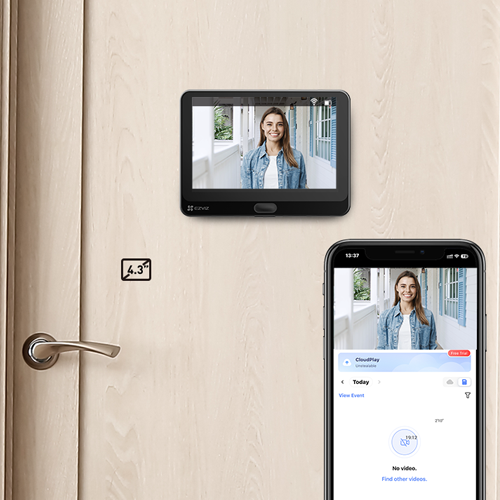 Vizor electronic smart EZVIZ, Wi-Fi, FullHD 1080P, monitor 4.3 inch, acumulator 4600mAh, slot SDcard – EZVIZ CS-HP4(2WPFBS)