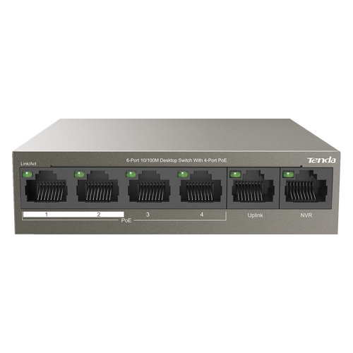 Switch 4 porturi PoE, 2 porturi uplink RJ45 10/100Mbps - TENDA TND-TEF1106P-4-63W – TENDA TND-TEF1106P-4-63W