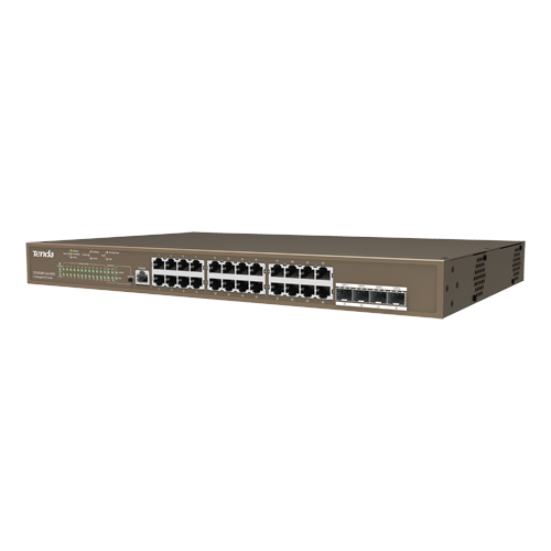 Switch 24 porturi PoE Gigabit, 1 port consola, 4 port SFP Gigabit, management - TENDA TND-TEG5328P-24-410W – TENDA TND-TEG5328P-24-410W