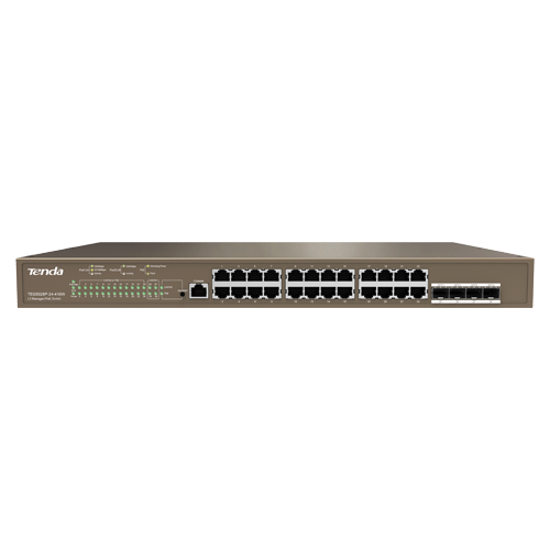 Switch 24 porturi PoE Gigabit, 1 port consola, 4 port SFP Gigabit, management - TENDA TND-TEG5328P-24-410W – TENDA TND-TEG5328P-24-410W