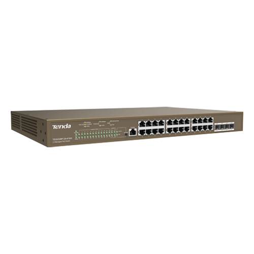 Switch 24 porturi PoE Gigabit, 1 port consola, 4 port SFP Gigabit, management - TENDA TND-TEG5328P-24-410W – TENDA TND-TEG5328P-24-410W
