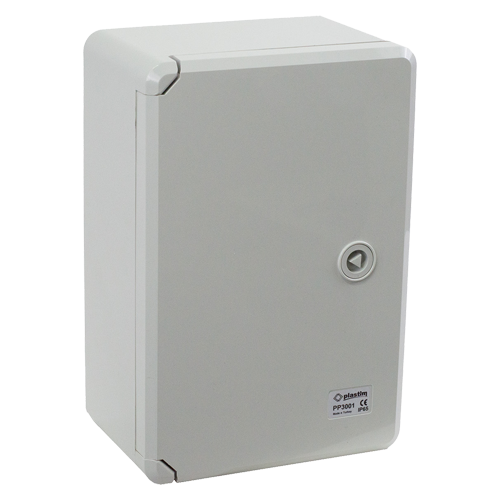Cutie distributie IP65 din ABS gri, usa mata, placa metalica, 200x300x130 mm PP3001 – Plastim PP3001