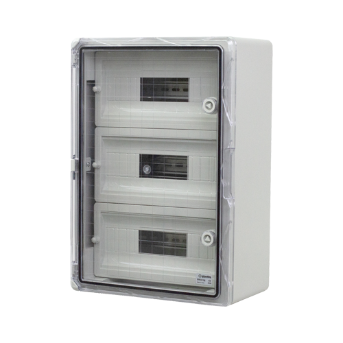 Cutie modulara IP65 din ABS gri, usa transparenta, 3 x 15 module, 350x500x190 mm PP3116 – Plastim PP3116