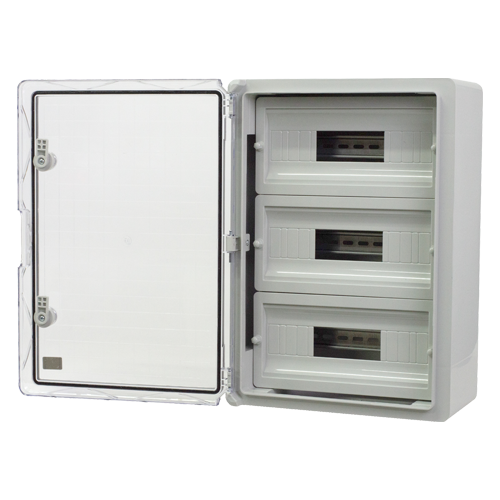 Cutie modulara IP65 din ABS gri, usa transparenta, 3 x 15 module, 350x500x190 mm PP3116 – Plastim PP3116