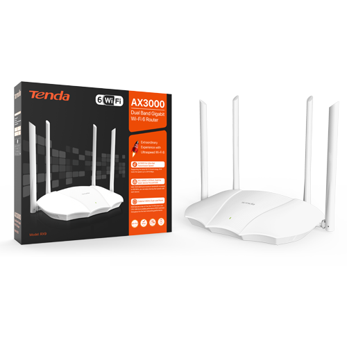 Router Wi-Fi 6, DualBand 2.4Ghz/5GHz, 574+2402Mbps, 4x6dBi, 4 porturi Gigabit - TENDA TND-RX9 – TENDA TND-RX9