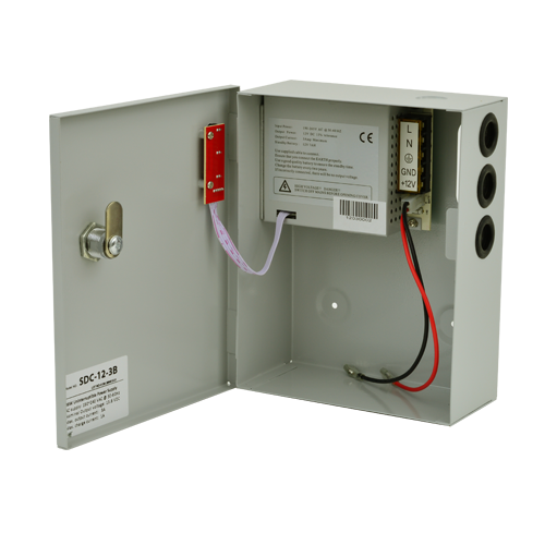 Sursa de alimentare 12V, 3A, back-up in cabinet metalic SDC-12-3B – SDC SDC-12-3B