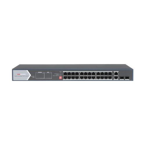 Switch 24 porturi PoE, 370W, uplink 2x SFP + 2x RJ-45 Gigabit - HIKVISION DS-3E0528HP-E – HIKVISION DS-3E0528HP-E