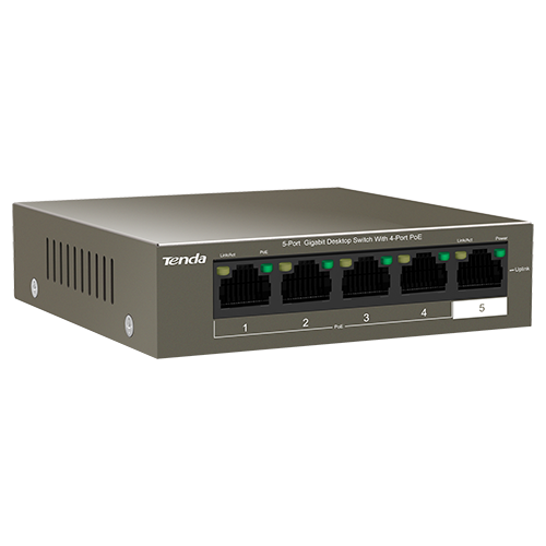 Switch 4 porturi Gigabit PoE, 1 port Uplink Gigabit - Tenda TND-TEG1105P-4-63W – TENDA TND-TEG1105P-4-63W