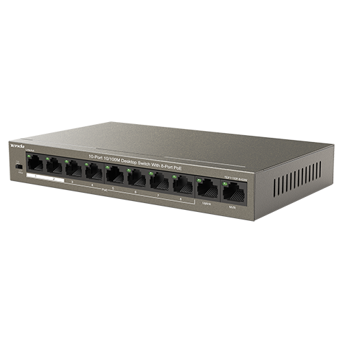 Switch 8 porturi 10/100Mbps PoE, 2 porturi Uplink 10/100Mbps - Tenda TND-TEF1110P-8-63W – TENDA TND-TEF1110P-8-63W