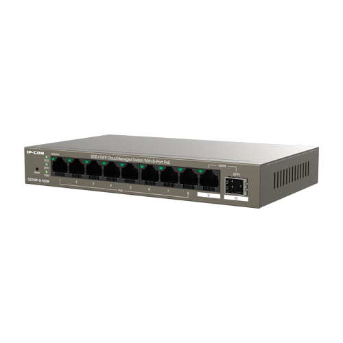 Switch 8 porturi PoE, 1 port RJ45, 1 port SFP, Gigabit, Cloud Management - IP-COM G2210P-8-102W – IP-COM G2210P-8-102W