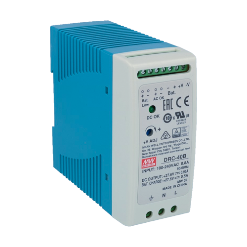 Sursa de alimentare in comutatie, 27.6V / 0.95A + 0.5A, sina DIN, backup - MEAN WELL DRC-40B – MeanWell DRC-40B