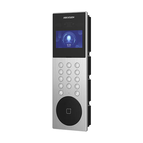 Videointerfon TCP/IP pentru blocuri si spatii birouri, 4.3 touch screen, 2x 2MP, Recunoastere faciala, Card, Alarma - HIKVISION DS-KD9203-ME6 – HIKVISION DS-KD9203-ME6