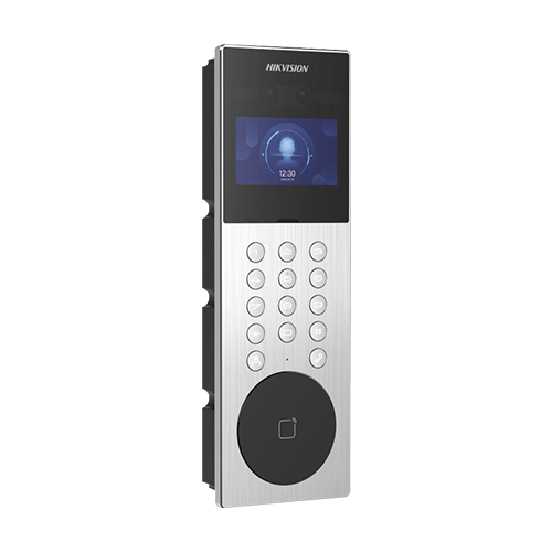 Videointerfon TCP/IP pentru blocuri si spatii birouri, 4.3 touch screen, 2x 2MP, Recunoastere faciala, Card, Alarma - HIKVISION DS-KD9203-ME6 – HIKVISION DS-KD9203-ME6