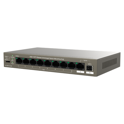 Switch 8 porturi Gigabit PoE, 1 x RJ45 Gigabit Uplink, 1 x SFP Gigabit Uplink - IP-COM G1110PF-8-102W – IP-COM G1110PF-8-102W