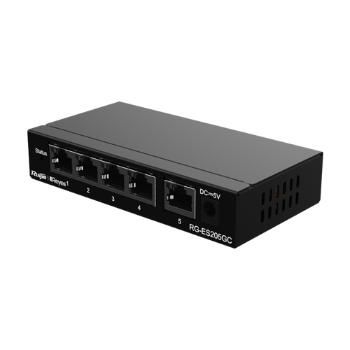 Switch 5 porturi RJ45 Gigabit, L2 Cloud Management - Ruijie RG-ES205GC – Ruijie Networks RG-ES205GC