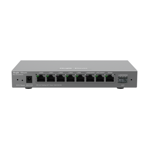 Router 8 porturi RJ45 1 Gbps, 1 port SFP 1 Gbps, 200 clienti, Multi-WAN, Cloud Management - Ruijie RG-EG209GS – Ruijie Networks RG-EG209GS