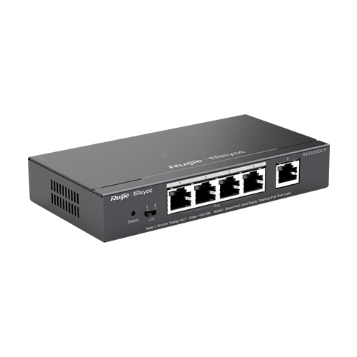 Switch 4 porturi PoE+ RJ45 Gigabit, 1 port uplink RJ45 Gigabit, L2 Cloud Management - Ruijie RG-ES205GC-P – Ruijie Networks RG-ES205GC-P